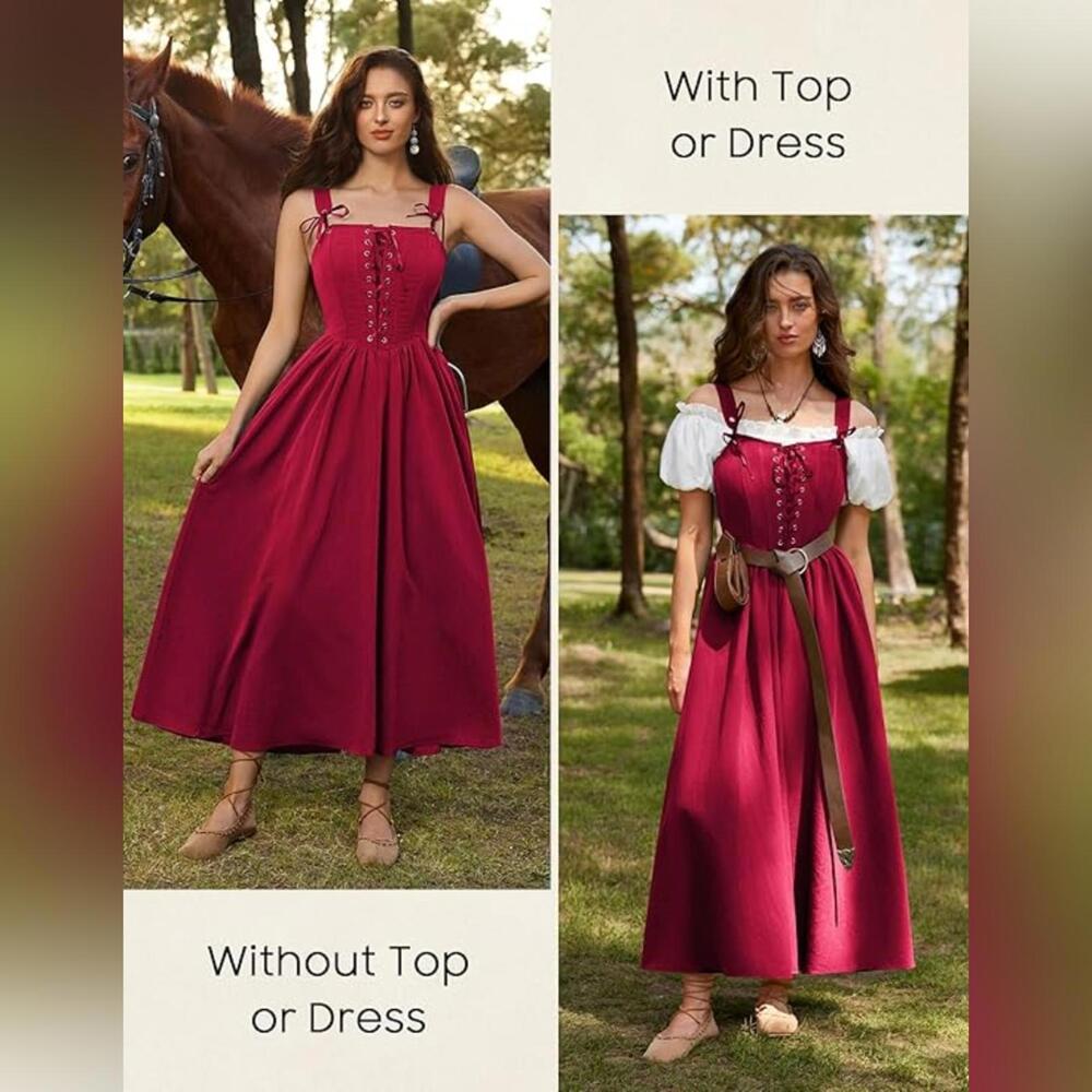 NWT Scarlet Darkness Lace Up Cottagecore Sleeveless Renaissance Dress, M (8-10) - Picture 4 of 7